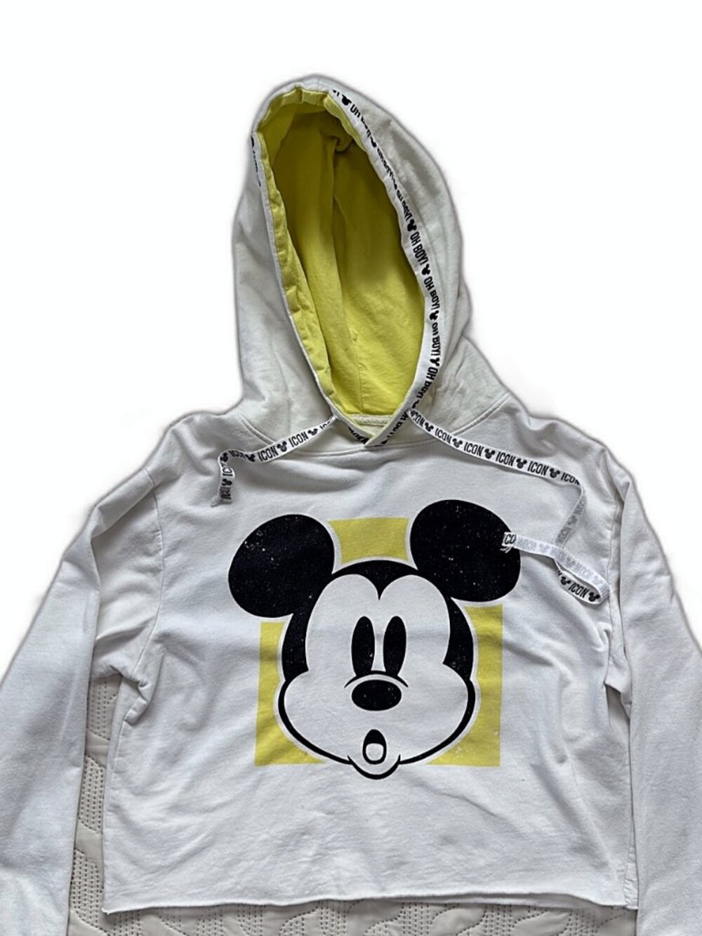 Disney Parks Women's Cropped Mickey Hoodie White Size S